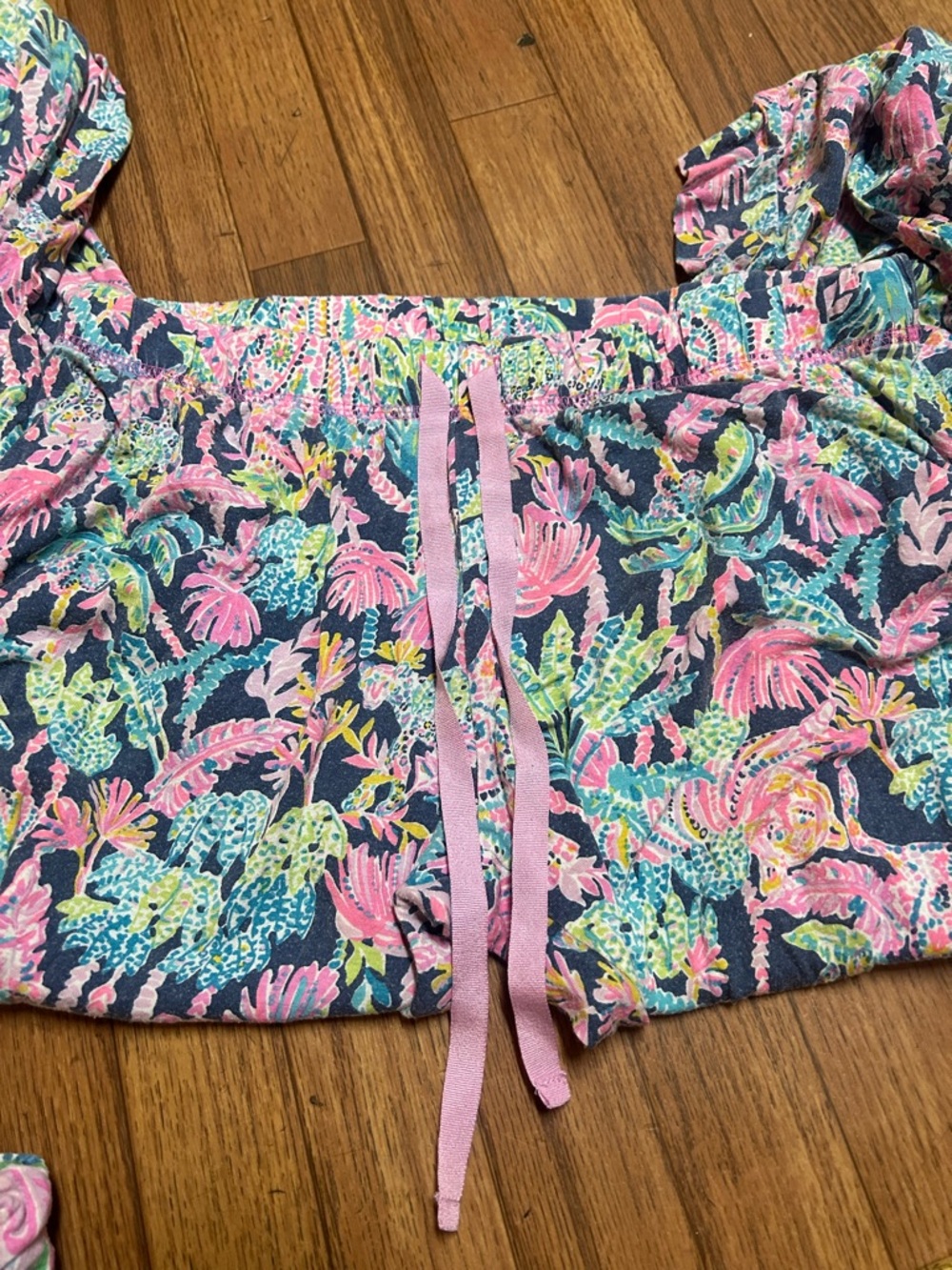 Lilly Pulitzer Colorful Floral Flared Pants - Navy, Pink, Green, Yellow - Picture 9 of 9